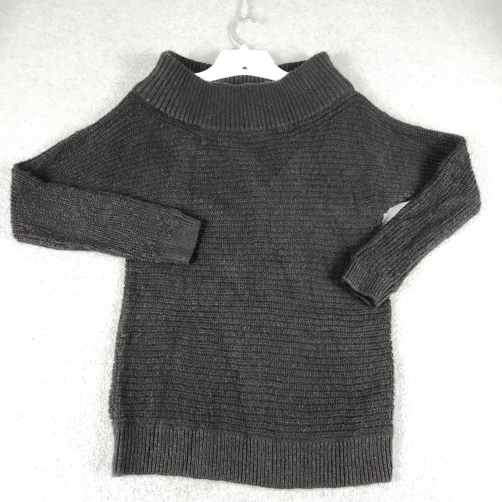Express Sweater Womens Small Black Ribbed Cotton Cable Knit Off Shoulder Casual